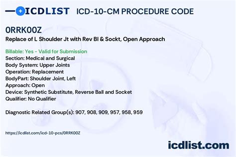 left reverse shoulder replacement icd 10.